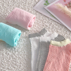 5 Pairs Colorblock Ankle Socks Soft Lightweight Low Cut Women's Stockings