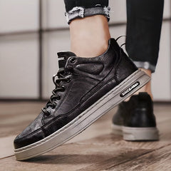 Men's Lace up Sneakers PU Leather Skate Shoes Good Grip Breathable