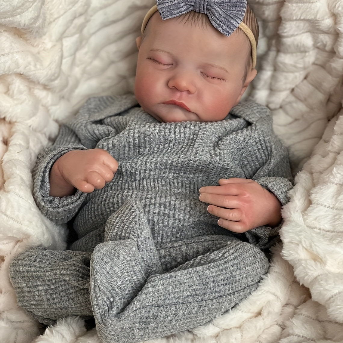 19" 49cm Reborn Doll Sleeping Doll Artificial Volumetric Skin Tone Hand Painted