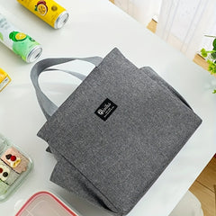 Portable Insulated Bento Bag With Double Pocket Lunch Box