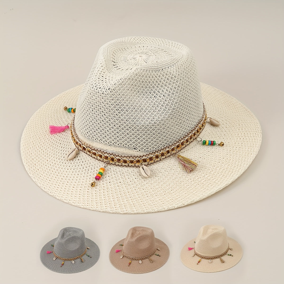 Men's Summer Straw Sun Visor Hat Big Eaves Outdoor Fishing Travel Beach Hat