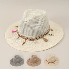 Men's Summer Straw Sun Visor Hat Big Eaves Outdoor Fishing Travel Beach Hat