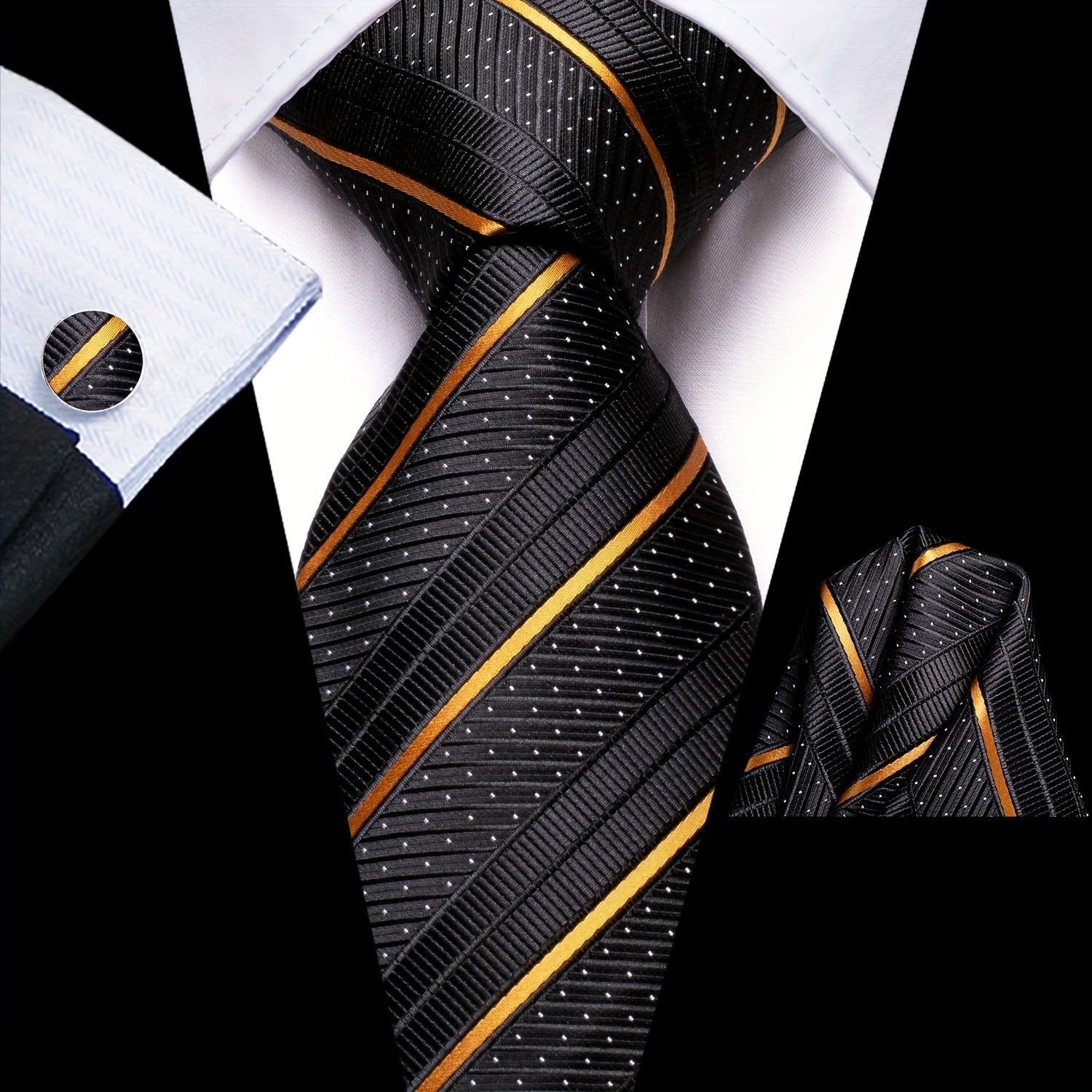Hi Tie Men's Business Necktie Extra Long Hanky Cufflinks