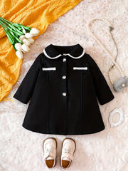 Toddler Baby Girls Tweed Coat Single Breasted Long Sleeve Outwear