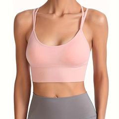 Sports Bra Women's Plus Solid Shockproof Crisscross Back Running Yoga
