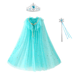 9pcs Shining Princess Capes Crown Necklace Earrings Bracelet Scepter Gloves