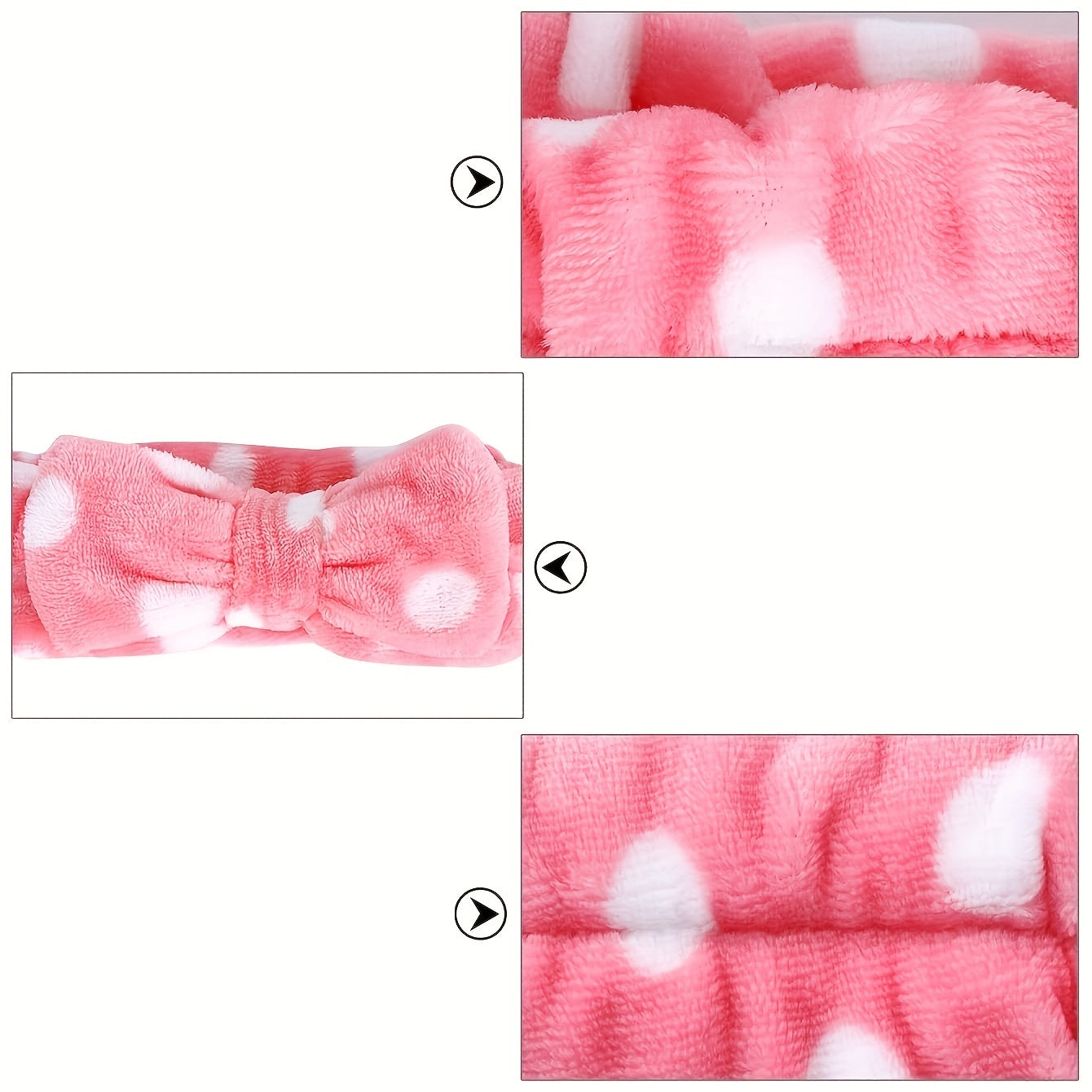 2pcs Polka Dot Bow Headband for Daily SPA Skin Care