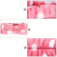 2pcs Polka Dot Bow Headband for Daily SPA Skin Care