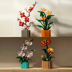Flower Building Block Set with Vase - Ideal Home Decoration Gift