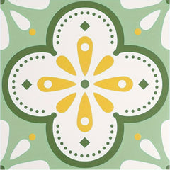10pcs Green Flower Pattern Peel And Stick Floor Tile
