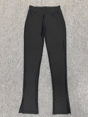 Split Skinny Stretchy Leggings Solid Leggings Women's Clothing
