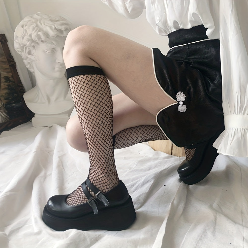 Fishnet Calf Socks Hollow Knee High Stockings