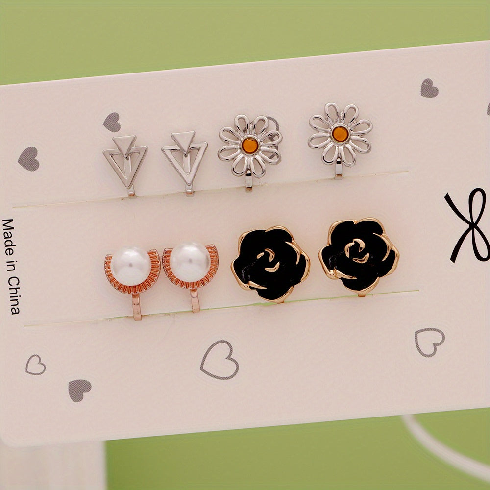 4 Pairs Hypoallergenic Ear Clips For Teens Girls Celtic Knot Gothic