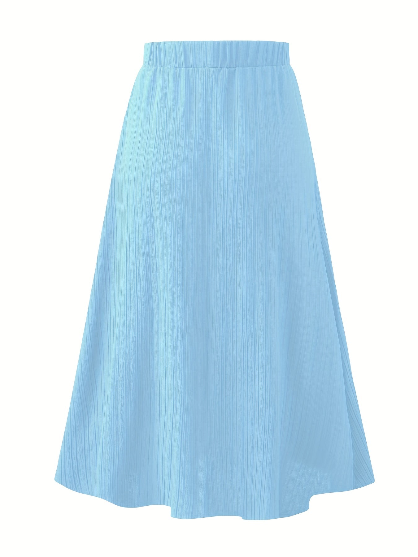 Women's Plus Solid Metal Decor Elastic Belted A line Skirt