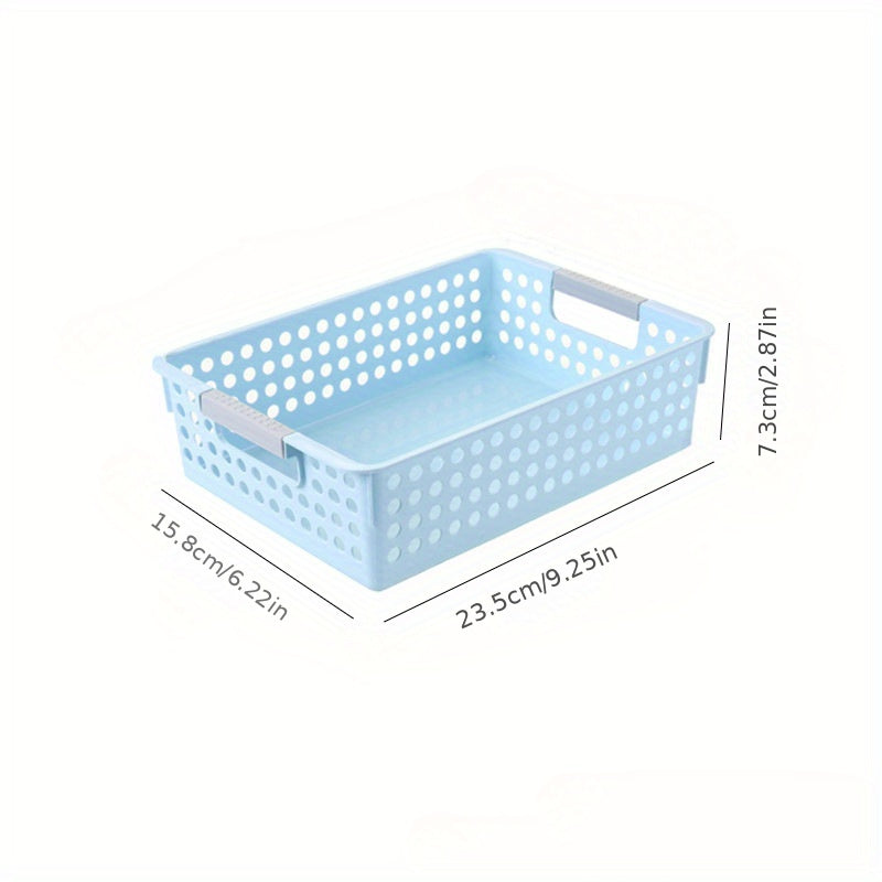Plastic Storage Basket Rectangular with Handle Desktop Sundries Storage Bedroom