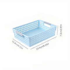Plastic Storage Basket Rectangular with Handle Desktop Sundries Storage Bedroom