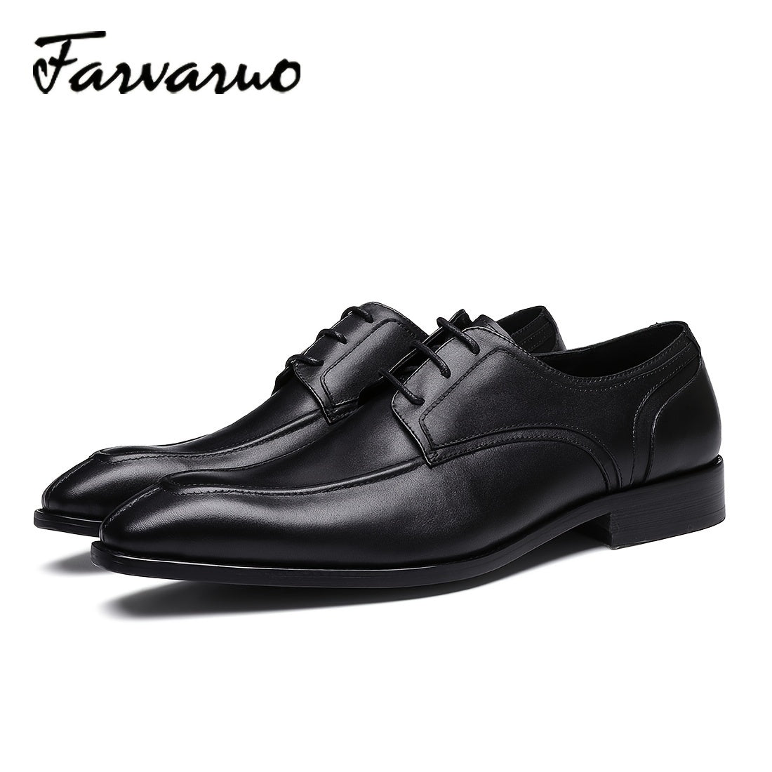FARWARWO Men's Leather Derby Shoes Pointed Toe Formal Dress Shoes