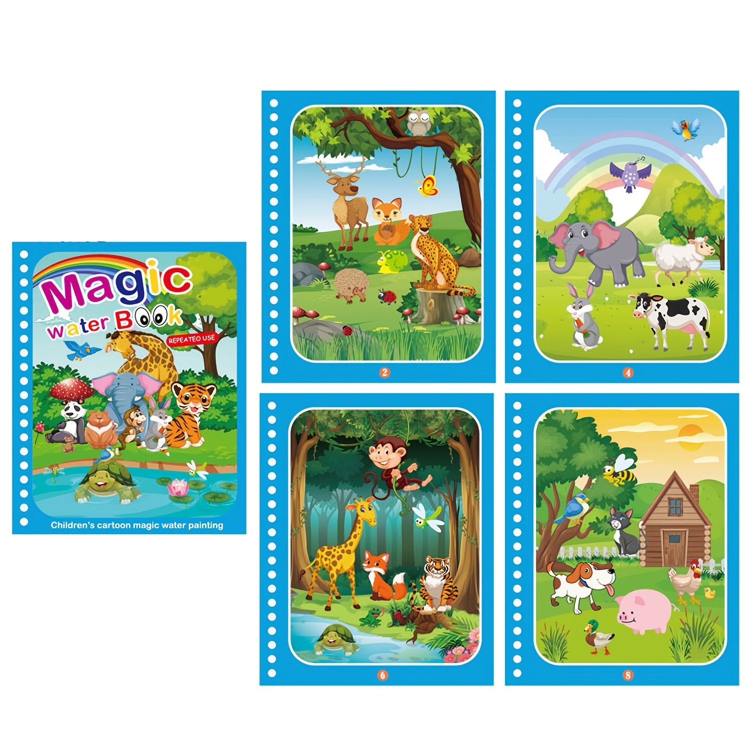 Water Coloring Book Paint With Water Cartoon Animal Dinosaur Vehicle Alphabet