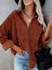 Solid Lapel Long Sleeve Jacket for Women