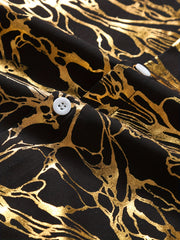 Bronzing Print Men s Casual Short Sleeve Shirt