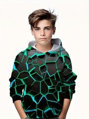 Kids Flame 3D Print Hoodie Hip Hop Sports Casual Tops