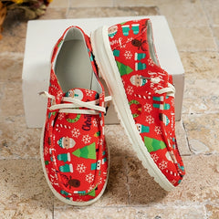 Christmas Print Slip On Skate Shoes Soft Comfortable Lightweight Sneakers