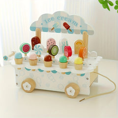 Wooden Playhouse Ice Cream Truck & Dessert Shop Role Playing Toys