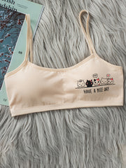 4pcs Girls Cat Print Stretchy Bralette Underwear