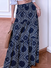 Boho Paisley Scarf Print Maxi Skirt High Waist Women's Clothing