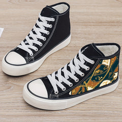 Retro Chain Print Plush Lined Thermal Chunky Canvas Sneakers