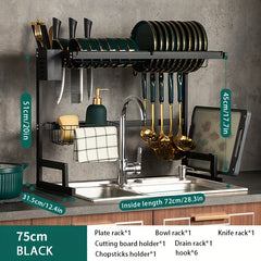 2 Tier Kitchen Rack Tableware & Seasoning Rack Sink Dish Drying Rack Countertop