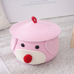 Bear Round Basket Cotton Rope Baskets Living Room Woven Basket Bedroom Storage
