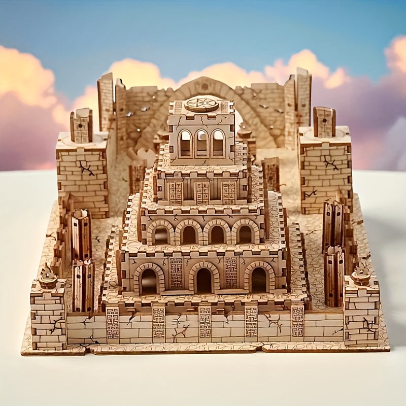 3D Wooden Jigsaw Puzzle 235pcs Ancient Temple Ruins Model for Adults