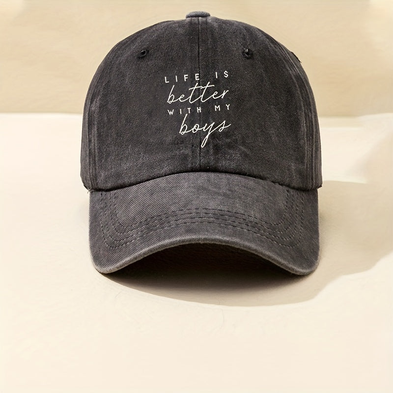 Distressed Letter Print Baseball Cap for Men Women