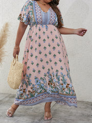 Boho Dress Women's Plus Colorblock Floral Print Maxi