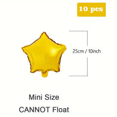 10pcs Star Shaped Foil Balloons for Christmas, Wedding, Birthday Decor