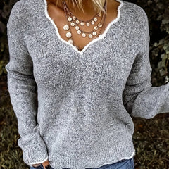 Casual Sweater Women's Plus V Neck Jumper