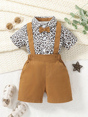 Baby Boy Casual Set Leopard Printed Lapel Shirt With Pants