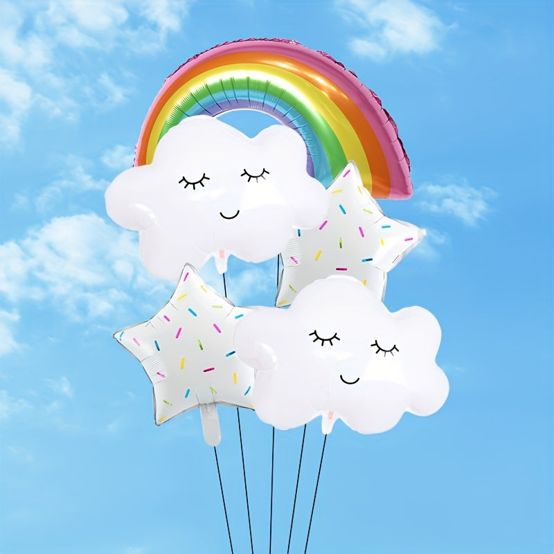 Rainbow Cloud Birthday Party Balloons Set