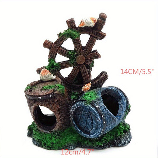 Resin Broken Barrel Aquarium Ornament