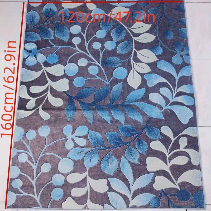 Modern Leaf Print Area Rugs Soft Carpet Easy Maintenance Washable