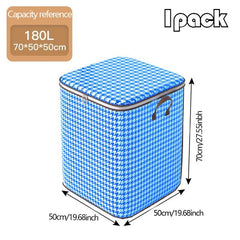 Large Capacity Clothing Storage Bag with Houndstooth Pattern