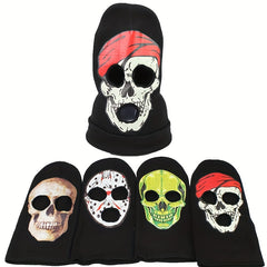 Halloween Horror Skull Knitted Head Cover Ghost Mask Cosplay Fun Warm Woolen Hat