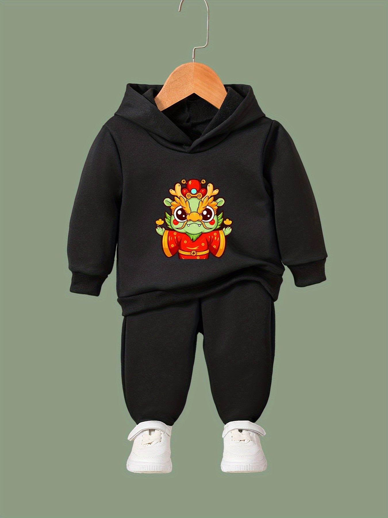 Dragon Print 2pcs Girls Outfits For Sports Spring Fall Outdoor