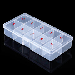 10-Section Clear Plastic Nail Tip Storage Organizer
