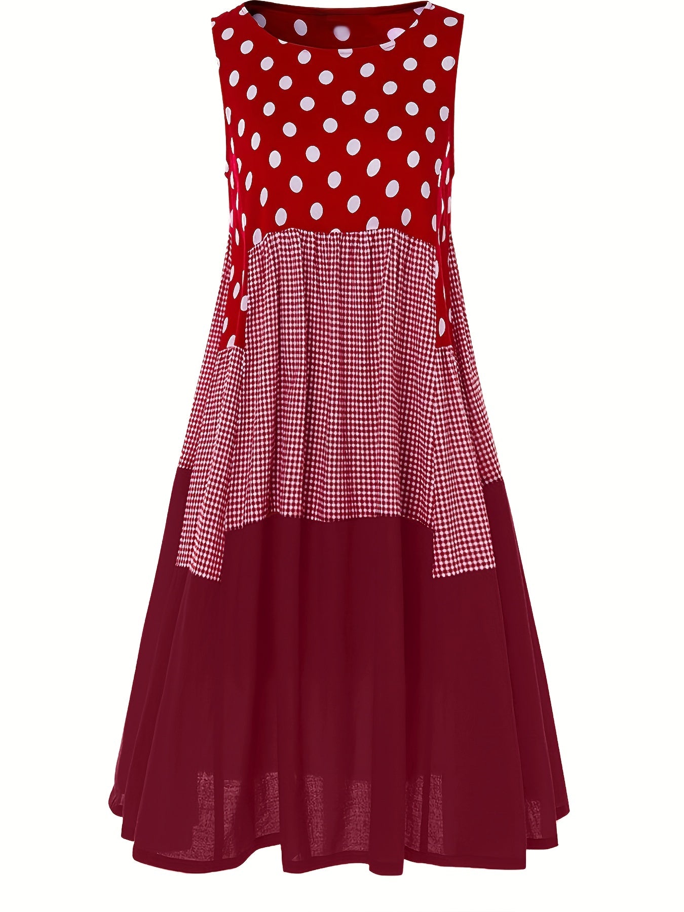 Polka Dot Splicing Maxi Dress Women's Clothing