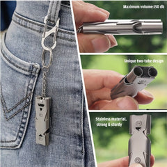 Dual Tube Survival Whistle Portable Safety Whistle SOS Keychain