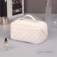 Large Capacity Waterproof PU Leather Cosmetic Bag with Divider and Handle