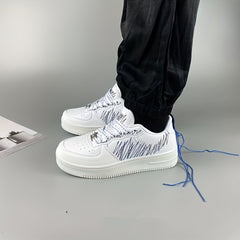 Women's Embroidered Skate Shoes Round Toe Lace Up Platform Sneakers