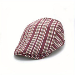 Men's Striped Thin Retro Forward Hat Peaked Cap